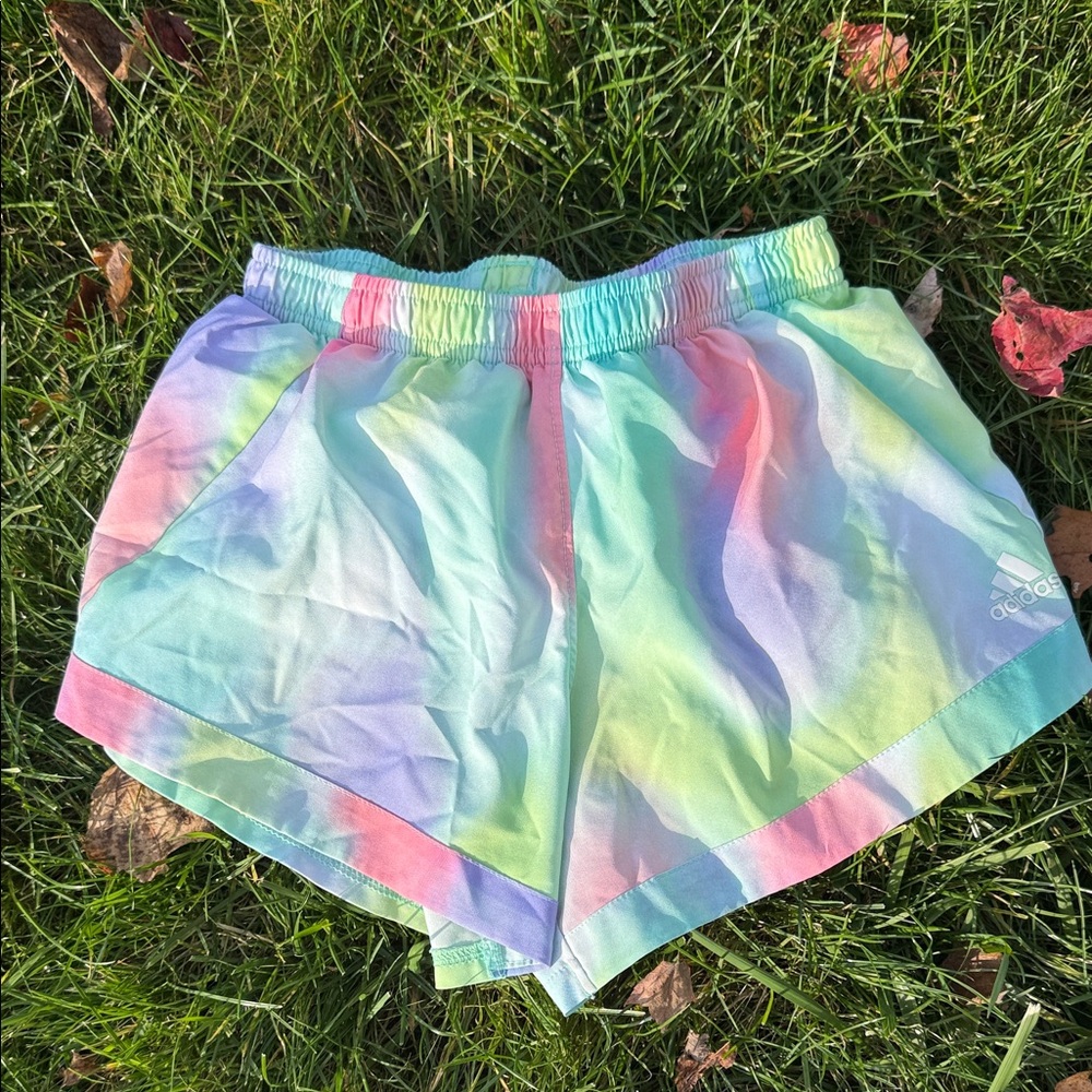 Adidas Girls Pastel Tie-Dye Athletic Shorts